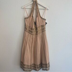 Adrianna Papell Pink Flowy Sequin Halter Dress Size 10